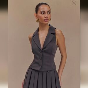 NWT Meshki Mura Suiting Vest Top US4/6 Medium Charcoal Grey